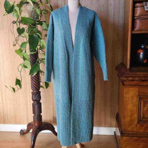 Killaloe Tweed Extra Long  Coat/Cardigan - Aqua