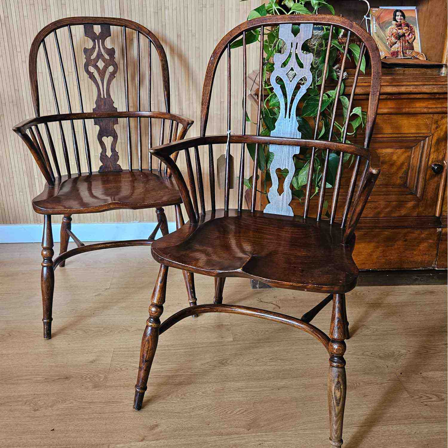 A pair of Antique Elm and Ash Windsor Chairs