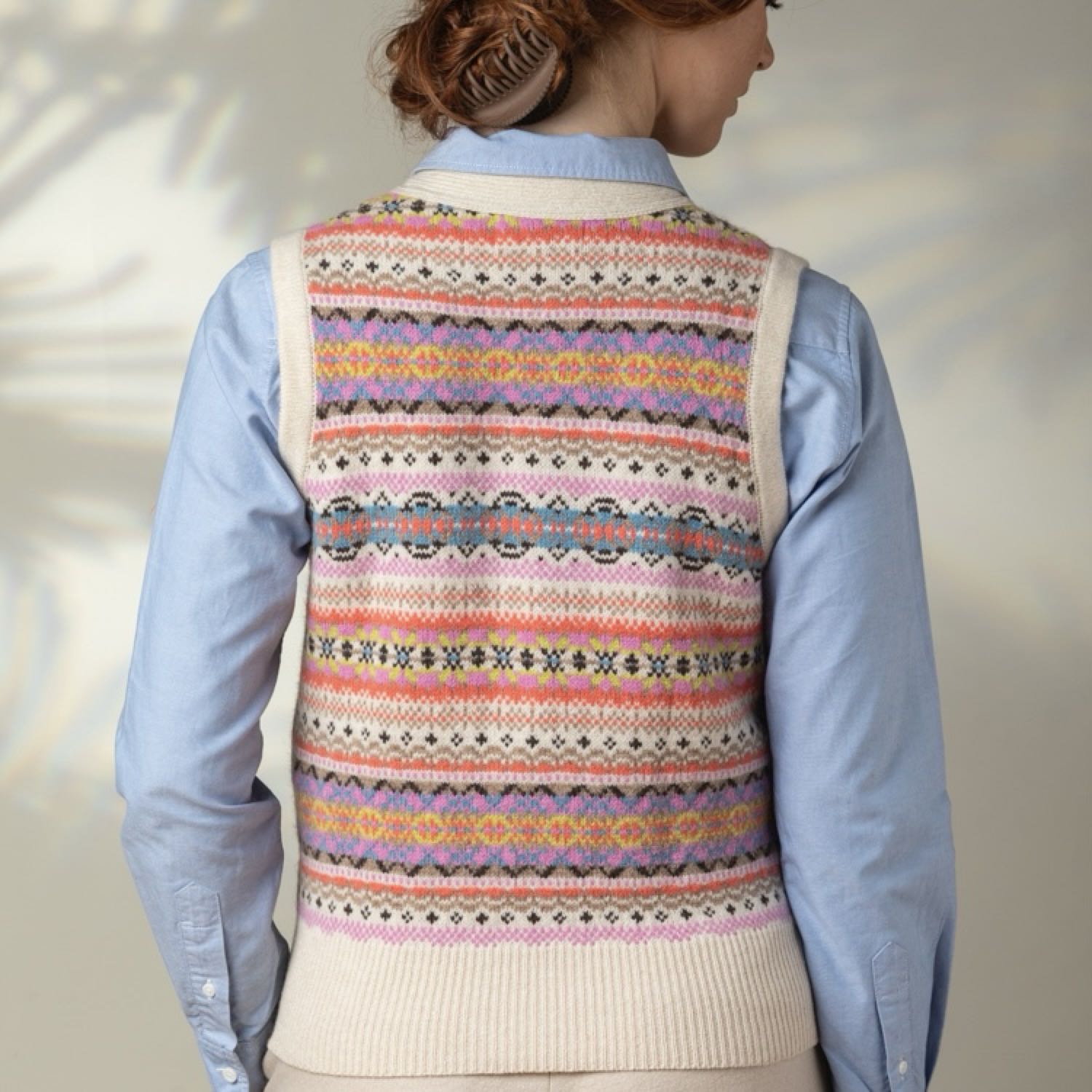 Eribe Kinross Fairisle Waistcoat Coral