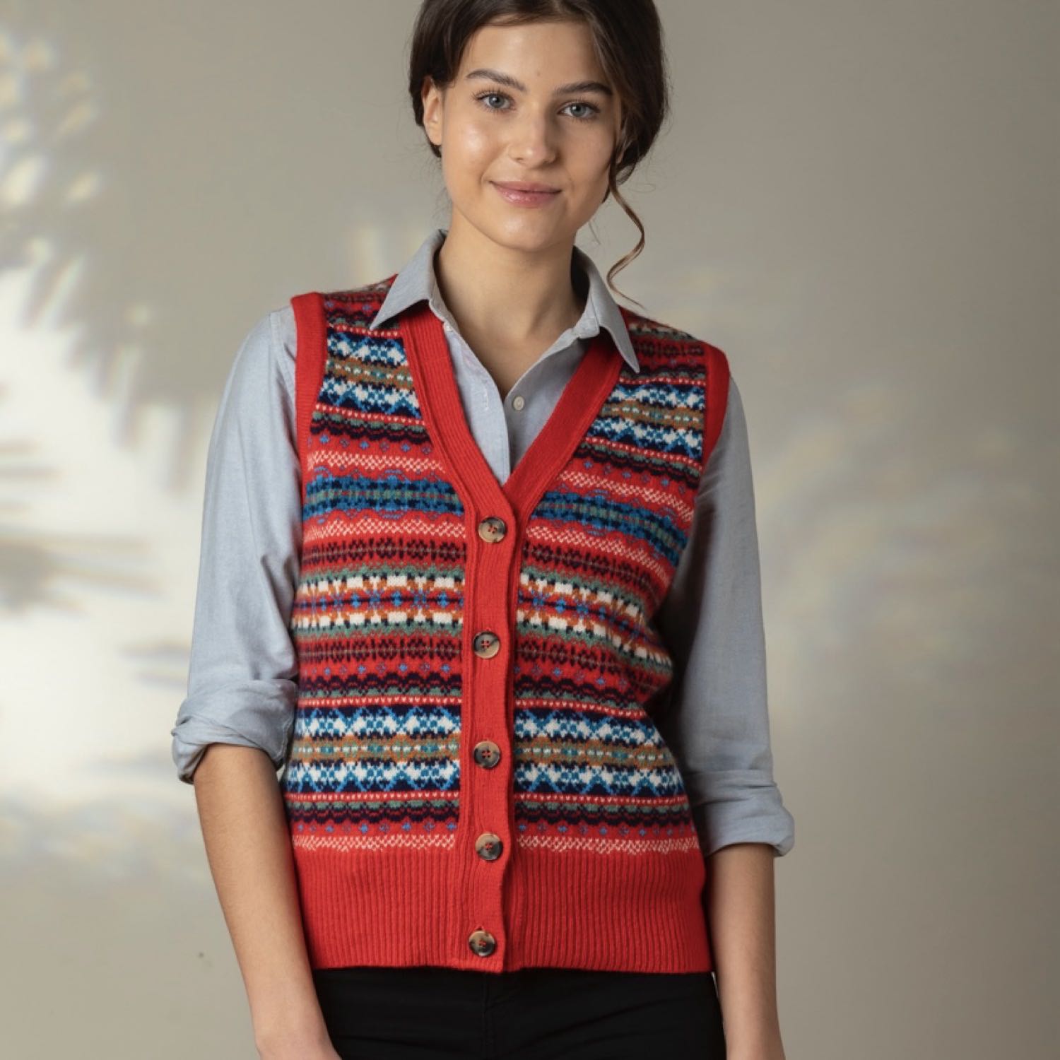 Eribe Kinross Fairisle Waistcoat Onyx