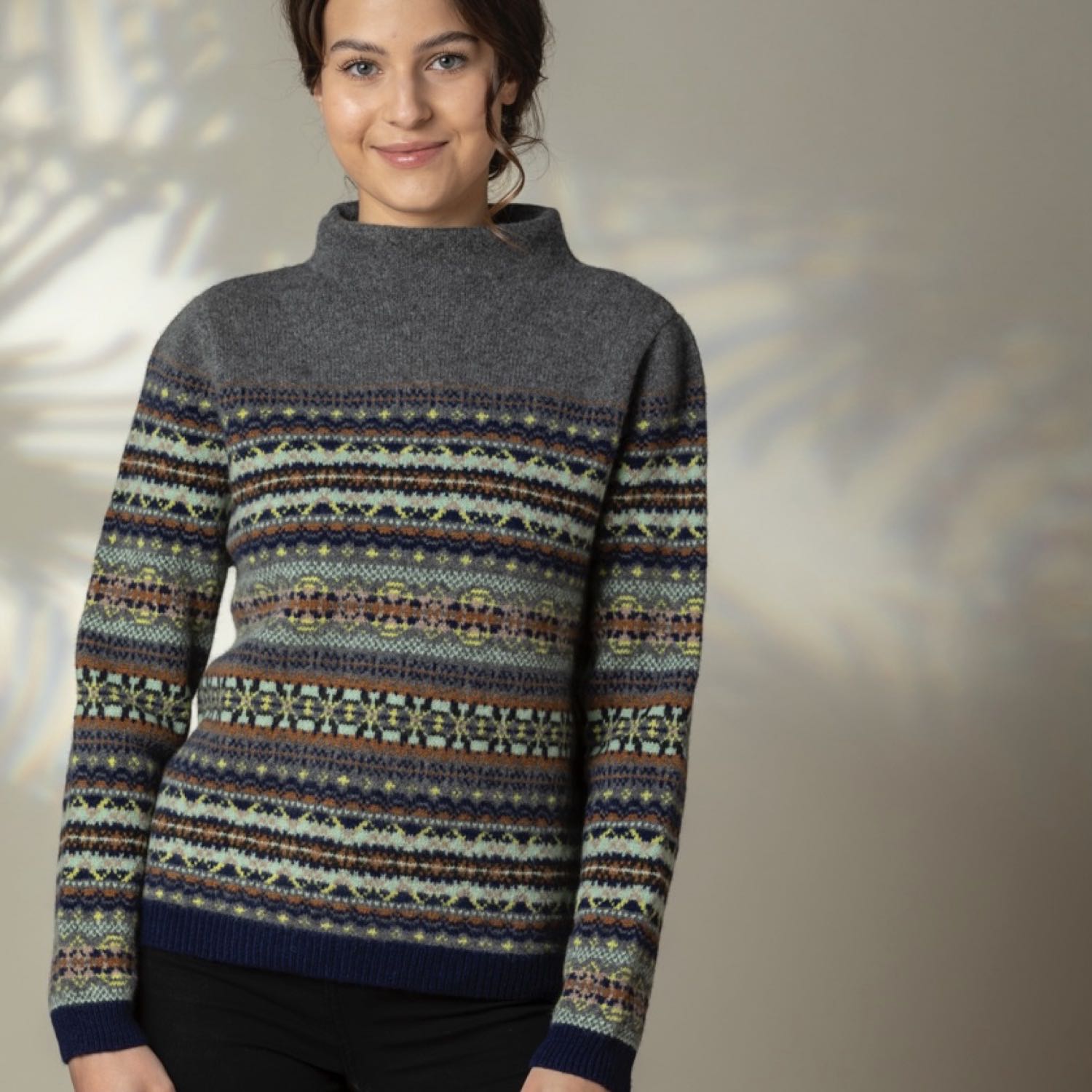 Eribe Kinross Fair Isle High Neck Sweater Garnet