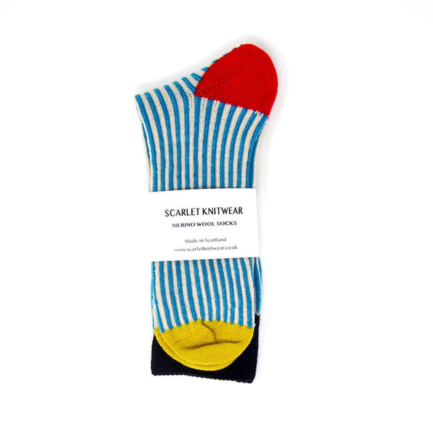 Merino Wool Socks - Aqua/Cream Stripes size UK 6-11