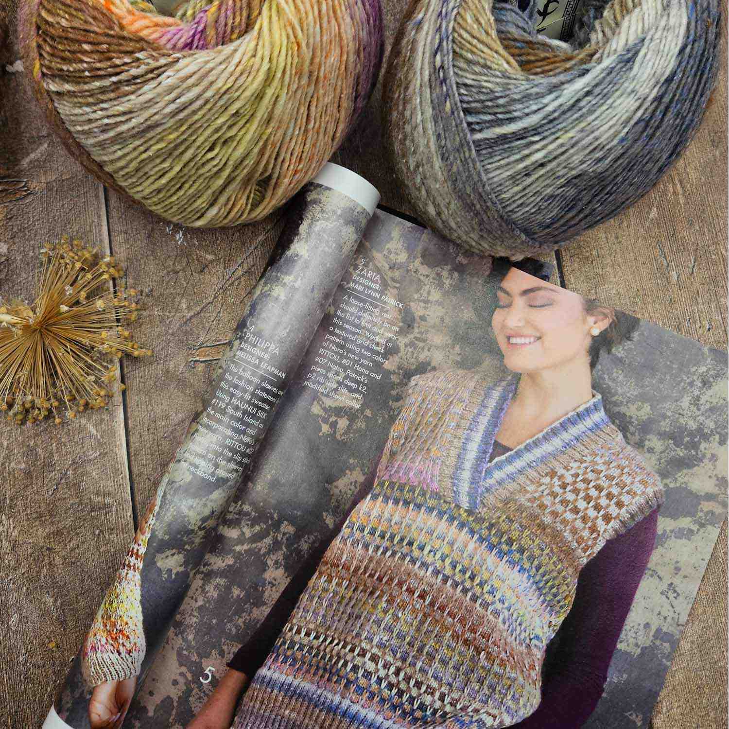 Noro Zaria Vest knitting kit with Rittou yarn