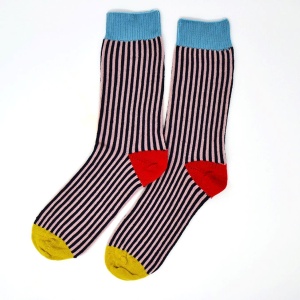 Merino Wool Socks - Rose/Navy Stripes size UK 4-7