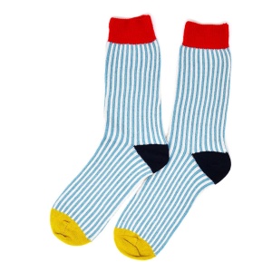 Merino Wool Socks - White/Aqua Stripes size UK4-7