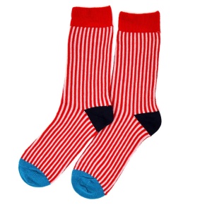 Merino Wool Socks - Rose/Red Stripes size UK4-7