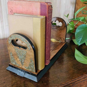 Victorian Burr Walnut and Brass Book Slide